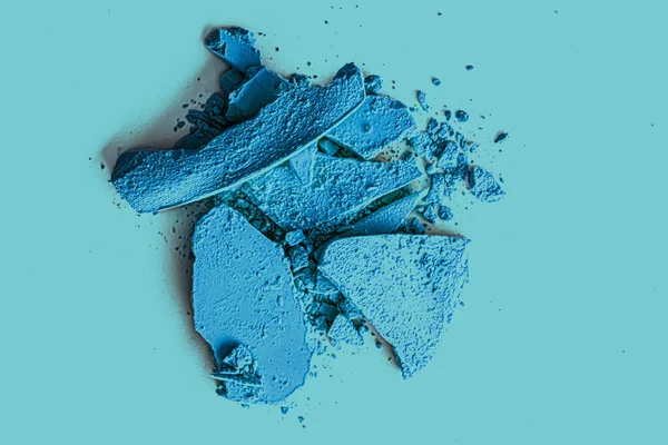 Blue eye shadow powder as makeup palette closeup, crushed cosmetics and beauty texture — Stock fotografie