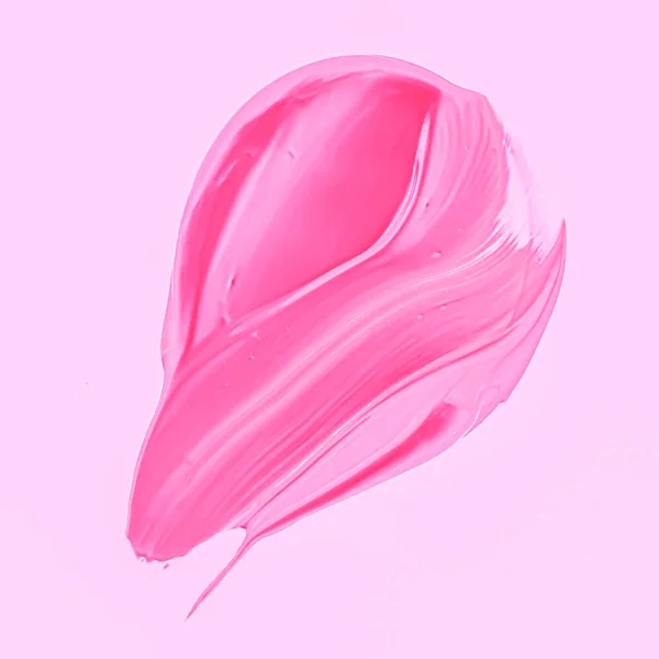 Sikat merah muda stroke atau makeup noda closeup, kecantikan kosmetik dan tekstur lipstik — Stok Foto