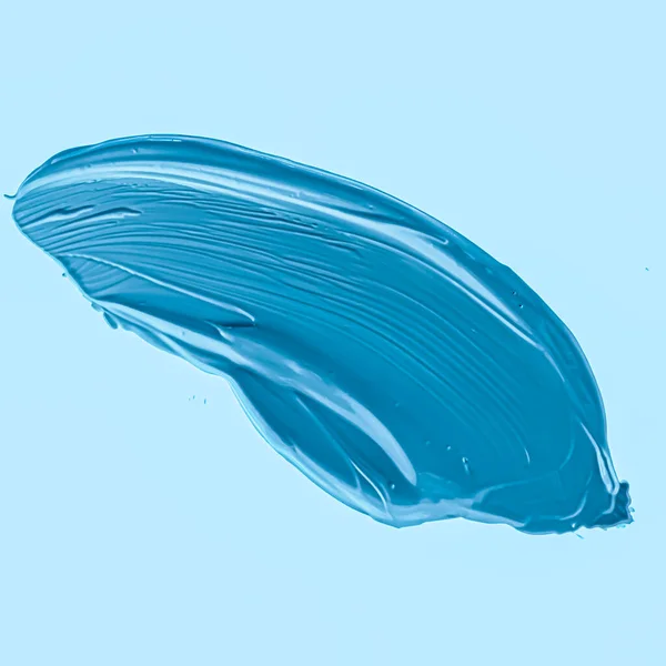 Blauwe penseelstreek of make-up vlek close-up, beauty cosmetica en lippenstift textuur — Stockfoto