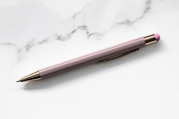 Pen on marble background, luxury stationery and business brand