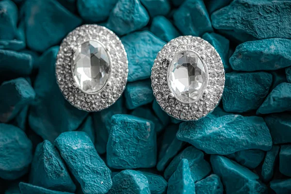高級ダイヤモンドイヤリングの閉鎖、ジュエリーとファッションブランド — ストック写真