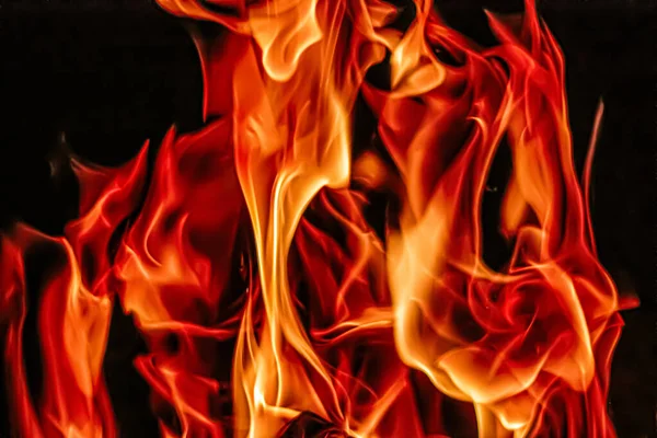 Hot fire flames as nature element and abstract background — Stock Photo, Image