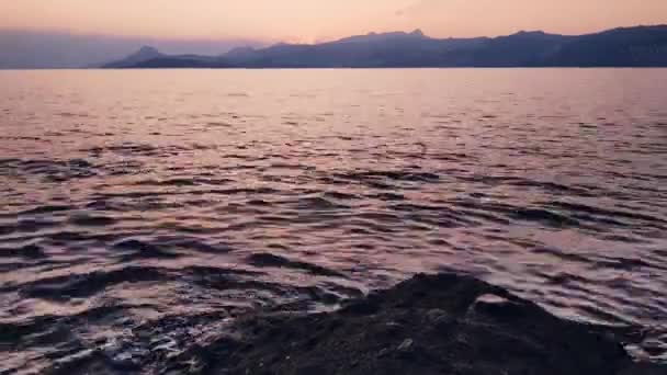 Coucher Soleil Rose Sur Méditerranée Belle Vue Sur Mer Les — Video
