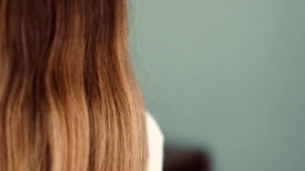 Rambut Kering Sebagai Perawatan Rambut Alami Wanita Dengan Gaya Rambut — Stok Video