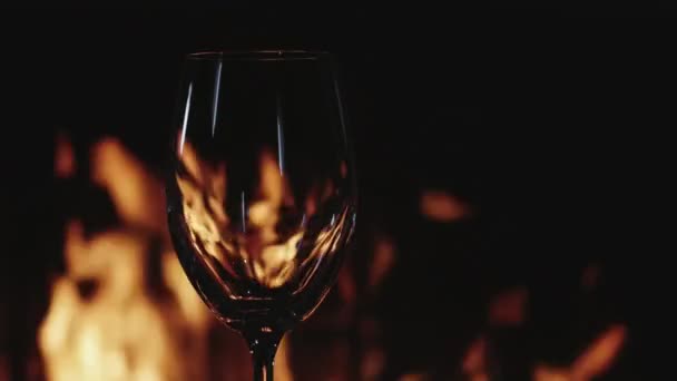 Verre Vin Côté Une Cheminée Atmosphère Chaleureuse Relaxante Maison Campagne — Video