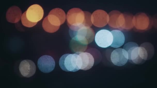 Parpadeantes Semáforos Urbanos Por Noche Efecto Película Círculos Bokeh Abstractos — Vídeos de Stock