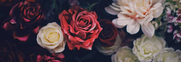 Flower arrangement as floral decoration for wedding and flowers shop decor