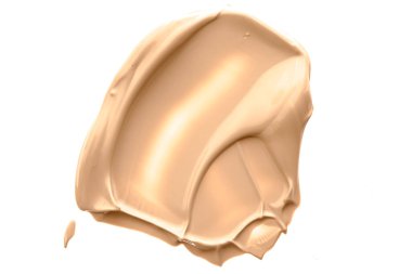 Beyaz arka planda izole edilmiş bej güzellik kozmetik dokusu, lekeli makyaj emülsiyon kremi lekesi veya temel lekesi, ezilmiş kozmetik ürünler ve boya vuruşları