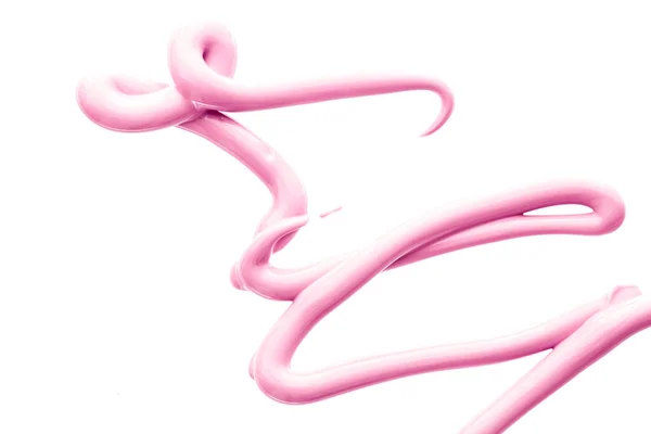 Blush rosa belleza cosmética textura aislada sobre fondo blanco, mancha de crema de emulsión maquillaje mancha o mancha fundación, productos cosméticos y pinceladas —  Fotos de Stock