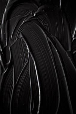 Lüks güzellik markası, bayram afişi tasarımı, soyut duvar sanatı veya sanatsal fırça darbesi için siyah krem dokusu, kozmetik ürün ve makyaj arka planı