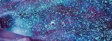 Soyut sıvı pankart arka plan, boya sıçraması, girdap deseni ve su damlaları, güzellik jeli ve kozmetik doku, modern sihir sanatı ve lüks düz dizayn olarak bilim