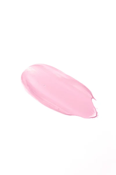 Blush rosa belleza cosmética textura aislada sobre fondo blanco, mancha de crema de emulsión maquillaje mancha o mancha fundación, productos cosméticos y pinceladas — Foto de Stock