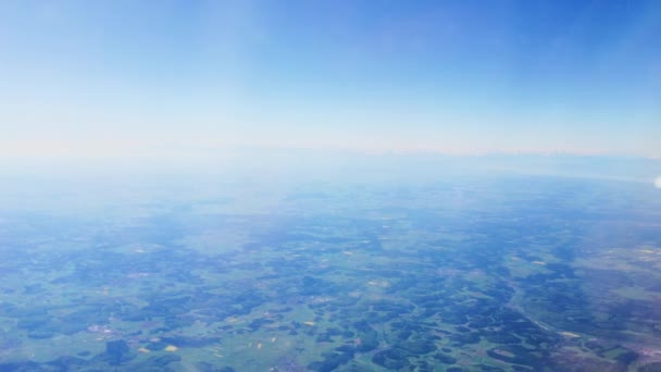 Aerial view of Swiss landscape, flying over beautiful Switzerland, mountains, fields, forests and lakes as nature scenery, airline flight and holiday travel destination — Stock Video