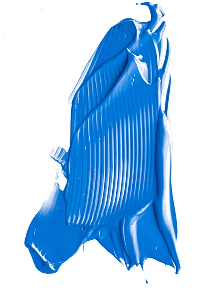 Kobalt blauwe schoonheid cosmetische textuur geïsoleerd op witte achtergrond, vlek make-up uitstrijkje of cosmetica product vlek, verf penseelstreken — Stockfoto