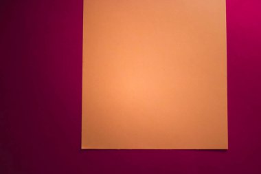 Boş A4 kağıt, ofis kırtasiyesi olarak pembe arka planda kahverengi, lüks markalaştırma dairesi ve model kimlik tasarımı