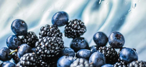 Blueberries and blackberries as fruit background, healthy food and berry juice, vegan snack and diet nutrition — Stock Photo, Image