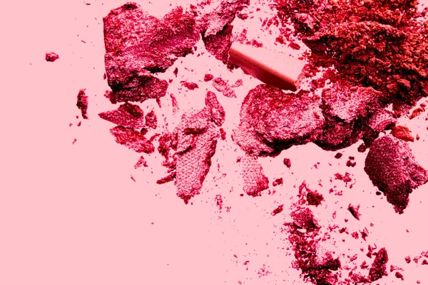 Skönhet och makeup flatlay design, mineral ekologisk ögonskugga som pulver kosmetika, rouge eller krossad kosmetisk produkt som make-up bakgrund — Stockfoto