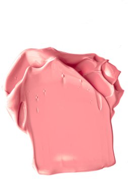 Mercan güzelliği kozmetik dokusu beyaz arka planda izole, lekeli makyaj emülsiyon kremi lekesi veya temel lekesi, ezilmiş kozmetik ürünler ve boya vuruşları