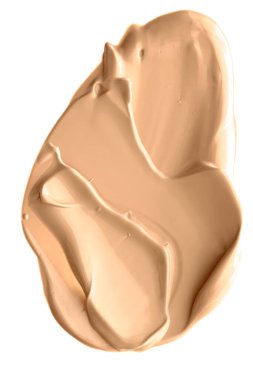 Beyaz arka planda izole edilmiş bej güzellik kozmetik dokusu, lekeli makyaj emülsiyon kremi lekesi veya temel lekesi, ezilmiş kozmetik ürünler ve boya vuruşları