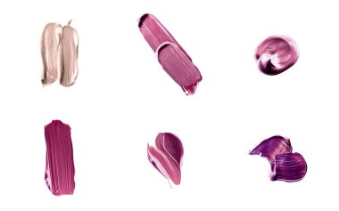 Beyaz arkaplanda izole edilmiş sanat fırçası darbeleri veya kozmetik makyaj örnekleri