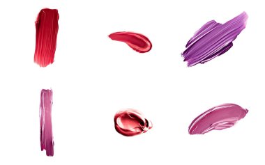 Beyaz arkaplanda izole edilmiş sanat fırçası darbeleri veya kozmetik makyaj örnekleri