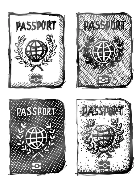 Χέρι συντάσσονται διαβατήριο — Διανυσματικό Αρχείο