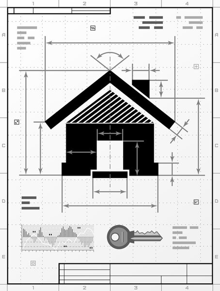 Home symbol as technical drawing