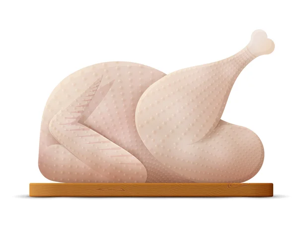 整体原料火鸡、 鸡肉上白色孤立 — 图库矢量图片