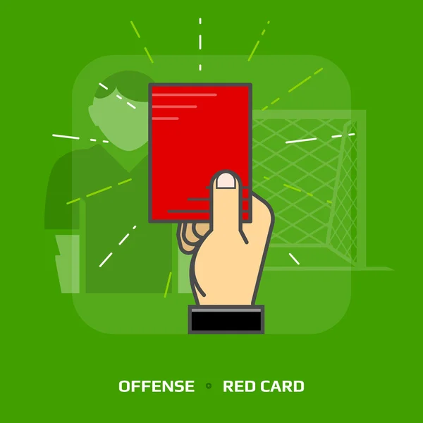 Flat illustration of penalty card against green background — Stock Vector