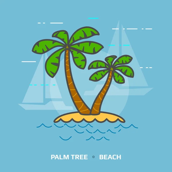 Ilustración plana de palmera tropical sobre fondo azul — Archivo Imágenes Vectoriales