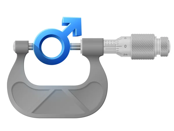 Horizontal micrometer measures male symbol — Stock Vector