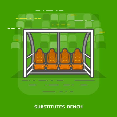 Flat illustration of soccer substitutes bench against green vector Flat illustration of soccer substitutes bench against green vector