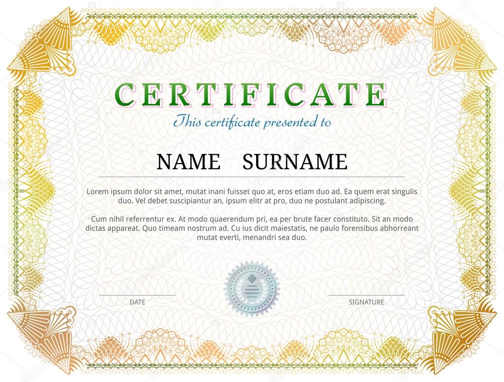 ✓ Yellow diploma border design for personal conferment With Award Certificate Border Template