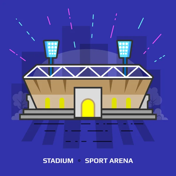 Ilustração plana do estádio contra fundo azul — Vetor de Stock