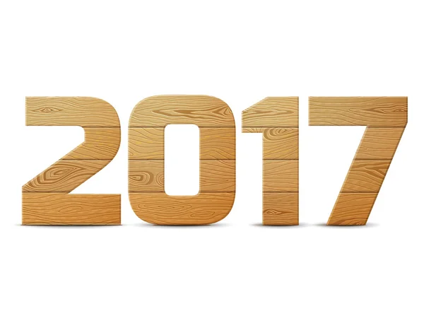 Ano Novo 2017 de madeira isolada no fundo branco — Vetor de Stock
