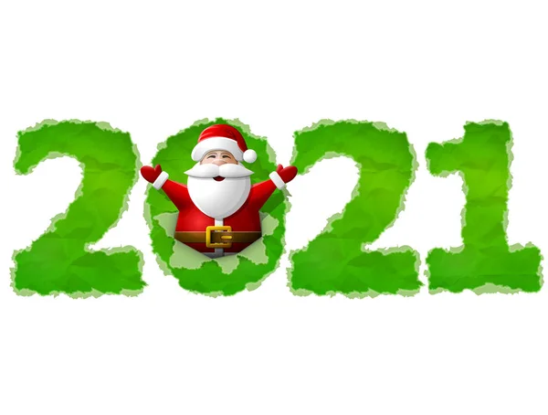 Nový Rok 2021 Zmačkaného Papíru Izolovaného Bílém Pozadí Santa Claus — Stockový vektor