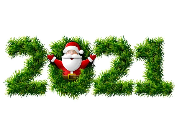 Ano Novo 2021 Ramos Árvore Natal Isolados Branco Cintura Para — Vetor de Stock