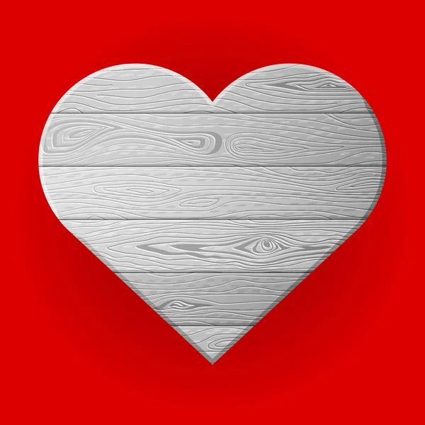 Símbolo Del Corazón Madera Sobre Fondo Rojo Tablones Madera Forma — Archivo Imágenes Vectoriales