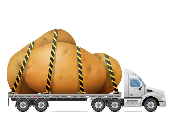 Transport Routier Tubercules Pommes Terre Mûrs Livraison Tas Pommes Terre — Image vectorielle