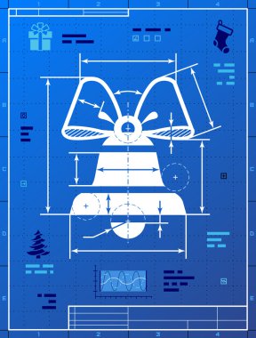 Çizim blueprint gibi çan simgesi