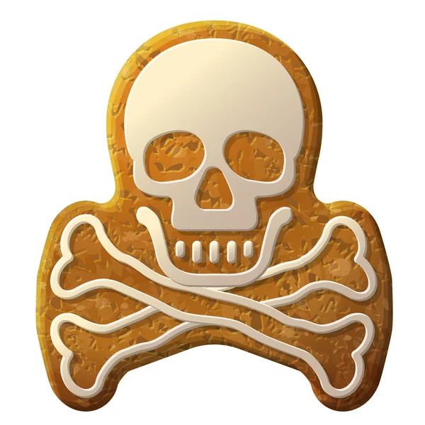 Gingerbread skull symbol decorated icing — Stock Vector