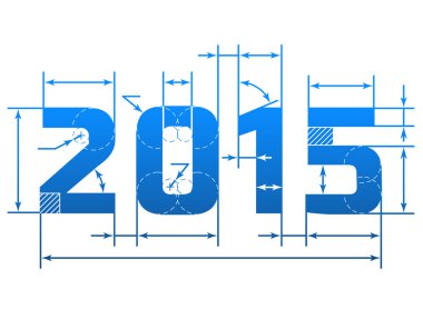 New Year 2015 number with dimension lines clipart