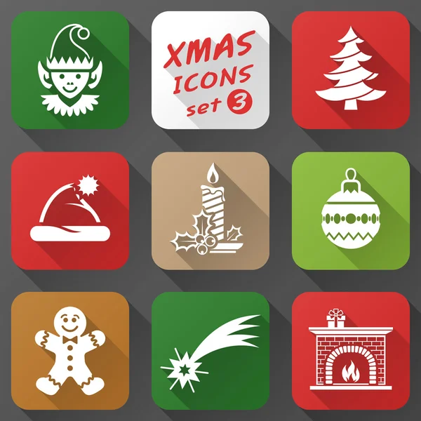 Conjunto de iconos navideños en estilo plano — Vector de stock