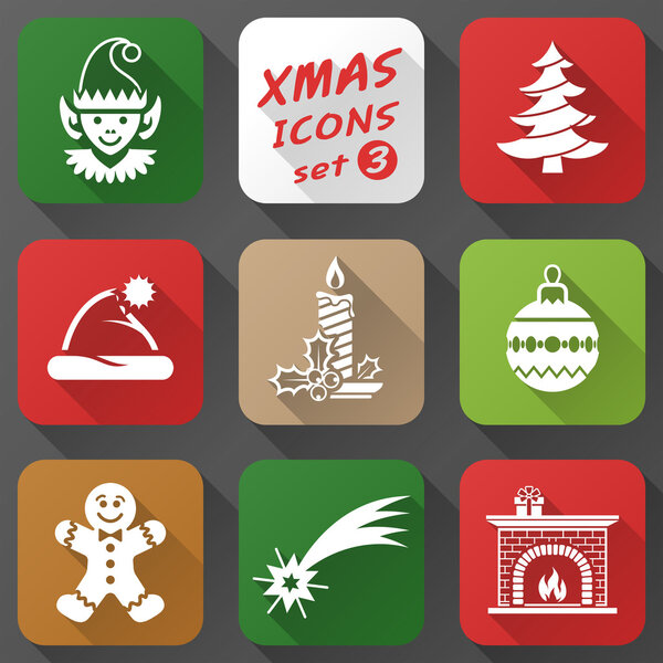 Набор рождественских икон в плоском стиле
