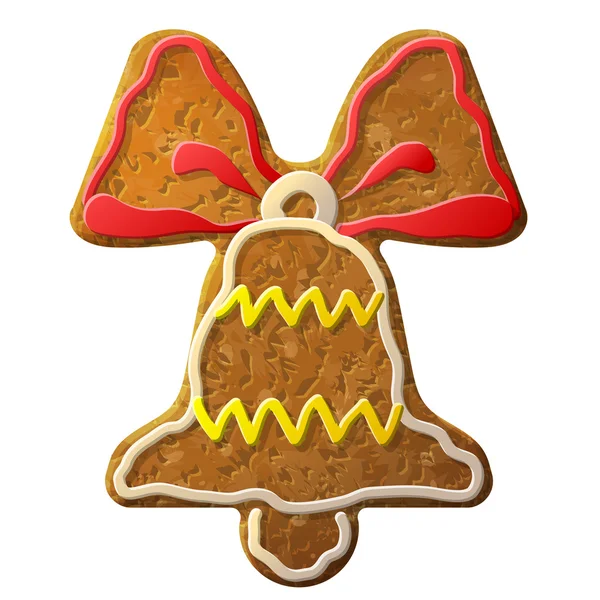 Symbole cloche en pain d'épice décoré glaçage coloré — Image vectorielle