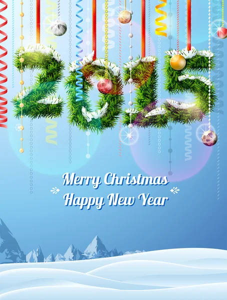 Año Nuevo 2015 de ramitas como decoración navideña — Vector de stock