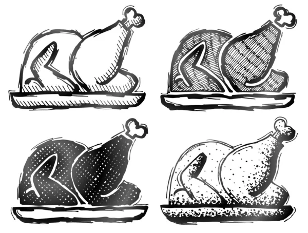 Hand drawn roast turkey — Stock Vector