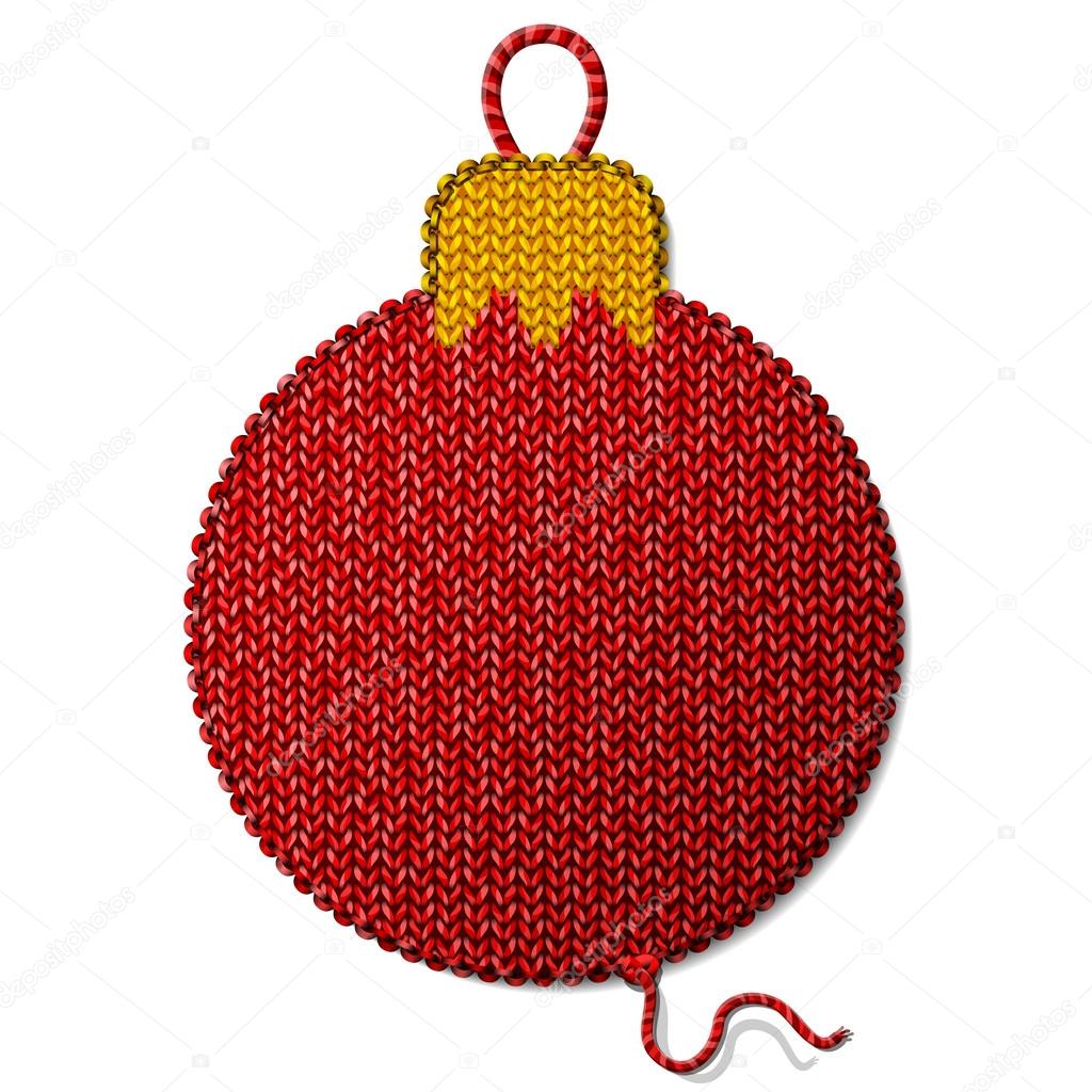 Bauble symbol of knitted fabric isolated on white background