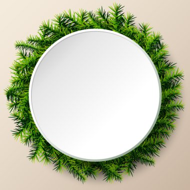 Noel ağacı twigs boş yuvarlak çerçeve