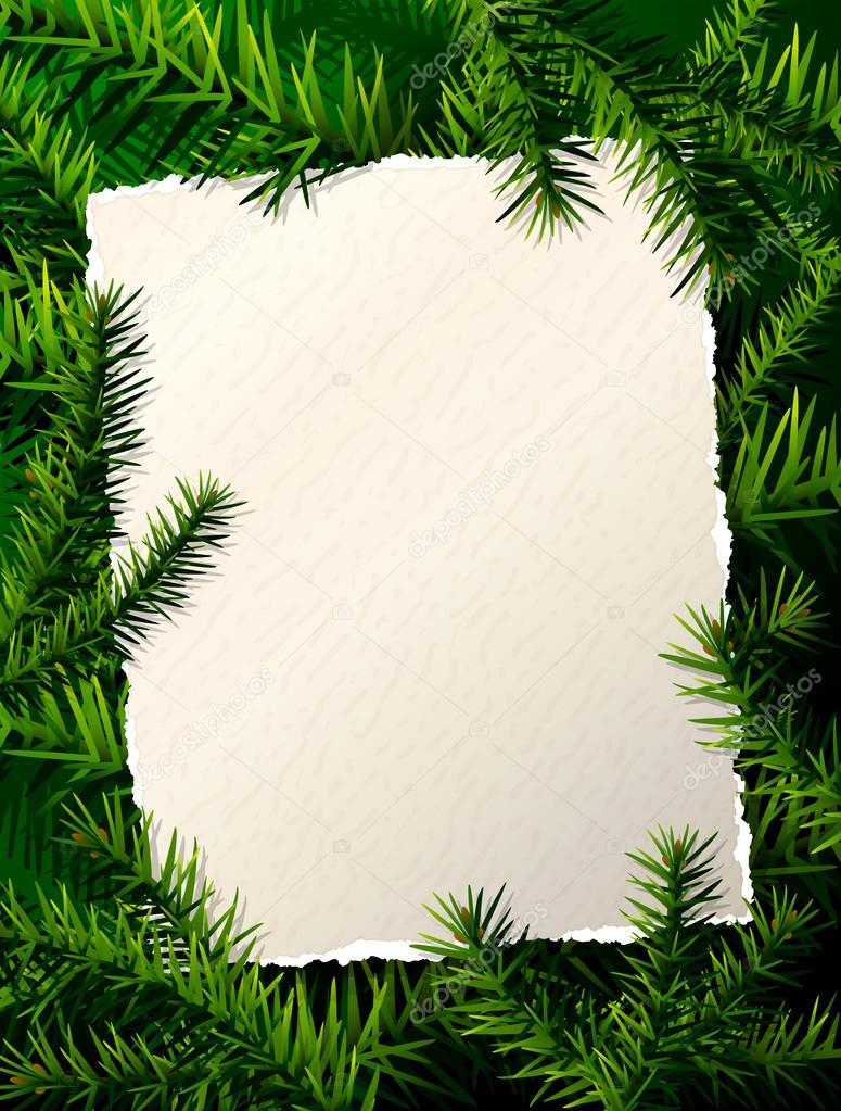 Paper for christmas list against pine branches